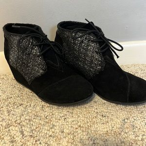 TOMS wedge lace up bootie